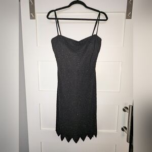 Vintage tadashi black beaded cocktail dress size medium 16x32